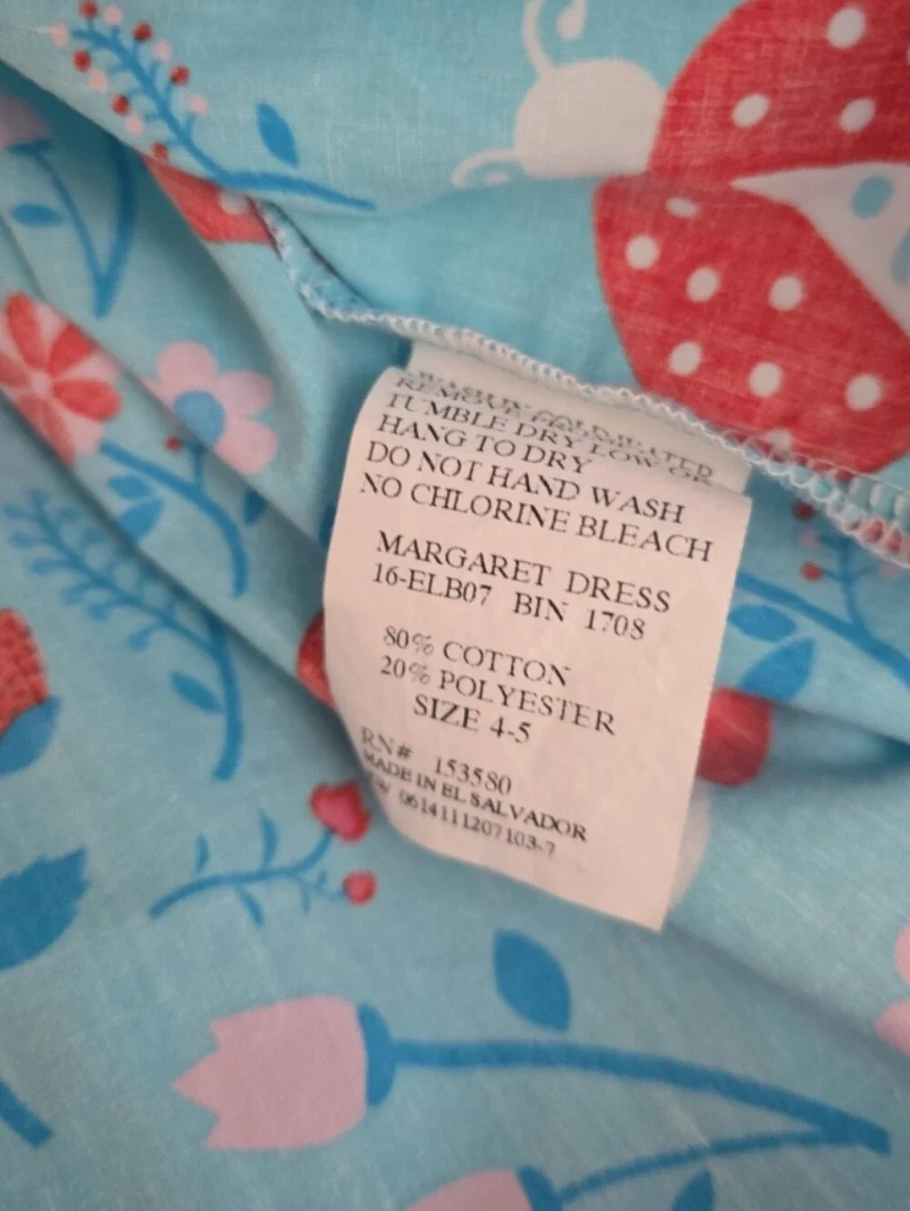 Eleanor Rose 4/5 Ladybug Pinafore Dress 4t 5t Smocked Brand Cottagecore